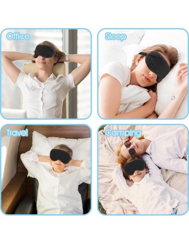 2 Pcs Máscaras de Ojos Terciopelo Negro Suave para Dormir