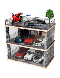 Vitrina Acrílica Kivcmds para Modelos 1:24 con Escena de Estacionamiento 2