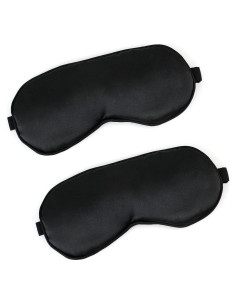 2 Máscaras de Sueño de Seda Negra Ajustables QIHOMPIB