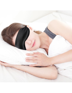 2 Máscaras de Sueño de Seda Negra Ajustables QIHOMPIB 2