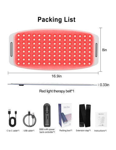 Cinturón Terapia Luz Roja Icbgre Inalámbrico 20x43cm