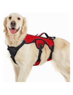 Arnés para Perros Rabbitgoo Grande Rojo Acolchado Reflectante