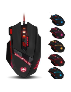 Ratón Gaming Zelotes T90 USB 9200 DPI Ergonómico Negro
