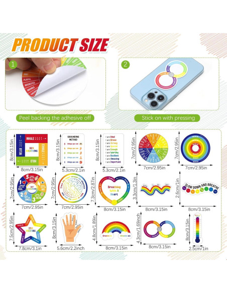 Stickers Sensoriales de Ansiedad Tenceur 120 Pcs Coloridos