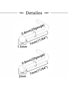 Studs de Nariz Transparentes MODRSA 20g para Cirugía y Deporte 2