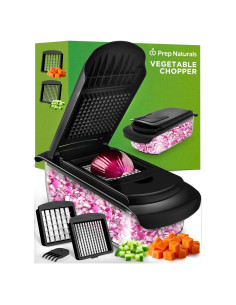 Picador de Verduras Prep Naturals 4 en 1 Negro con Contenedor