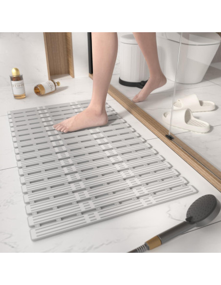 Alfombrilla de Ducha Antideslizante HITSLAM 68x40 cm Gris