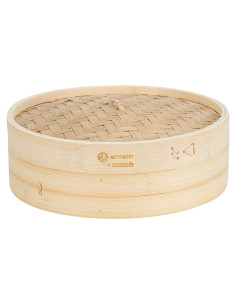Vaporizador de Bambú Motomori 30.5 cm con Tapa - Ideal para Dumplings
