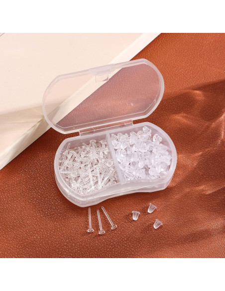 Pendientes de plástico Nkwuire 200 PCS con respaldo de goma Pendientes de plástico Nkwuire 200 PCS con respaldo de goma