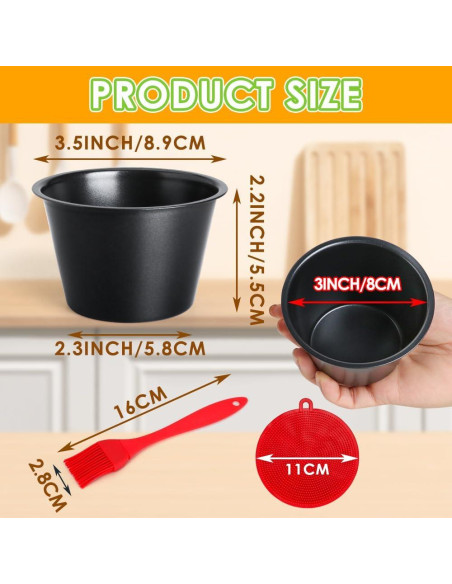 Moldes para Popover Quyimy 4 Piezas Acero al Carbono 8.9 cm