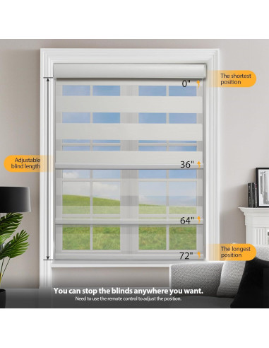 Persianas Zebra Motorizadas MUSCLEAREA 50,8x182,9 cm Blanco