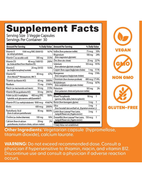Multivitaminas y Minerales Doctor's Best 90 Cápsulas Veganas