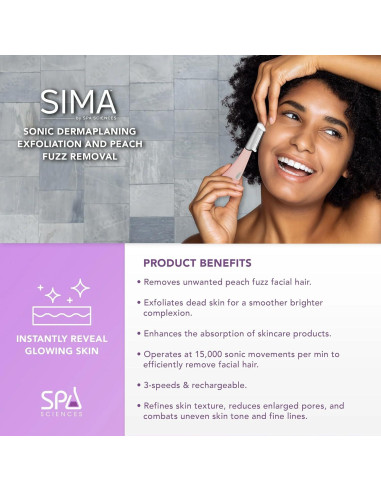 Afeitadora Dermaplane Spa Sciences SIMA Rosa 2-en-1 Exfoliación