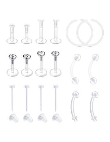 Pendientes Transparentes QWALIT 20g y 18g para Nariz y Cartílago