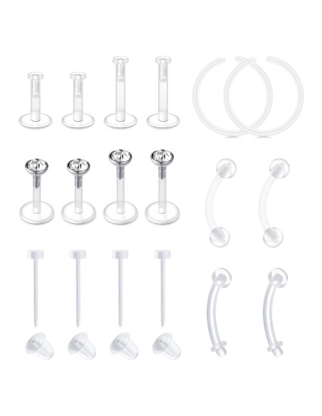 Pendientes Transparentes QWALIT 20g y 18g para Nariz y Cartílago Pendientes Transparentes QWALIT 20g y 18g para Nariz y Cartílago