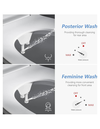 Accesorio de Bidet Shikitek Doble Boquilla Plata Blanca