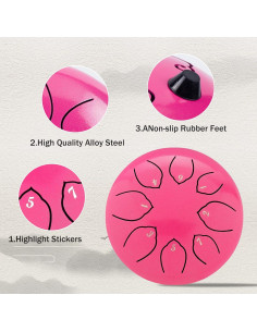 Tambor de Lengua de Acero Musfunny 6" Rosa 8 Notas C 2