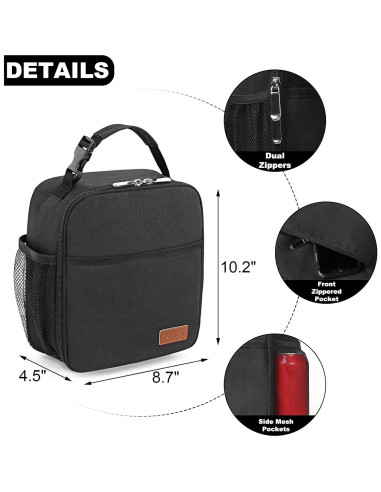 Caja de Almuerzo Femuar Negra Aislante 6.81L Compacta