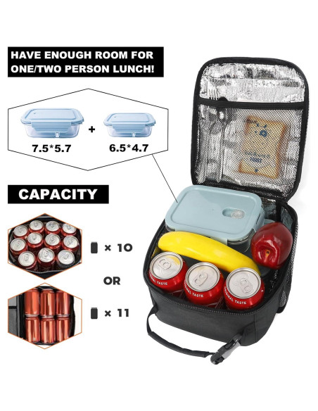 Caja de Almuerzo Femuar Negra Aislante 6.81L Compacta