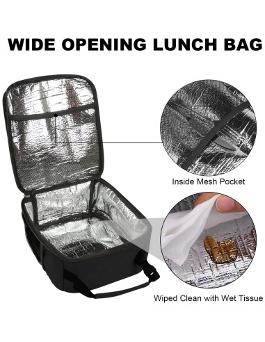 Caja de Almuerzo Femuar Negra Aislante 6.81L Compacta