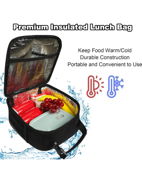 Caja de Almuerzo Femuar Negra Aislante 6.81L Compacta