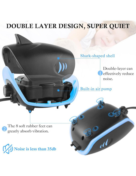 Bomba de Aire Silenciosa HITOP 3W para Acuario 300L