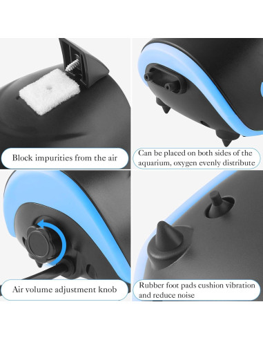 Bomba de Aire Silenciosa HITOP 3W para Acuario 300L