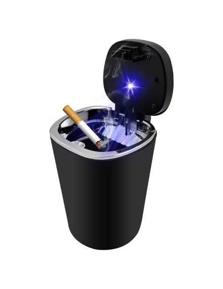 Cenicero de coche Ohleats con luz LED y tapa a prueba de olores