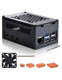 Caja de Aluminio GeeekPi para Raspberry Pi 5 con Ventilador y Disipadores