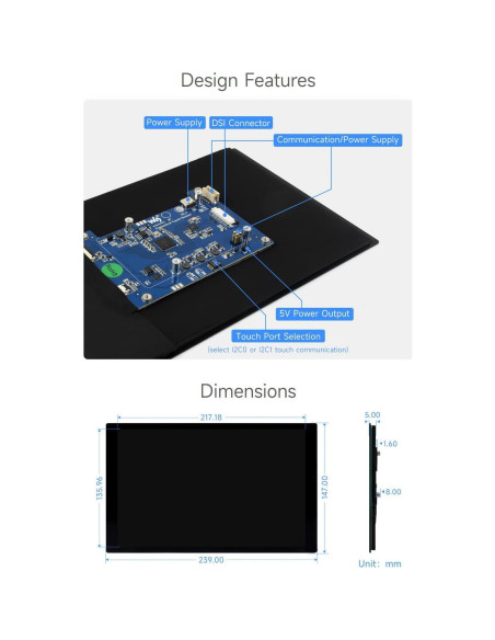 Pantalla Táctil Capacitiva Waveshare 10.1" 1280x800 IPS DSI