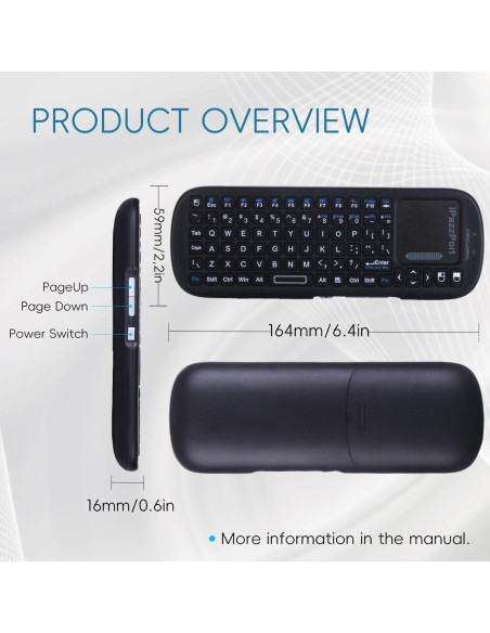 Teclado Mini Inalámbrico UNISEN con Touchpad 15x7cm