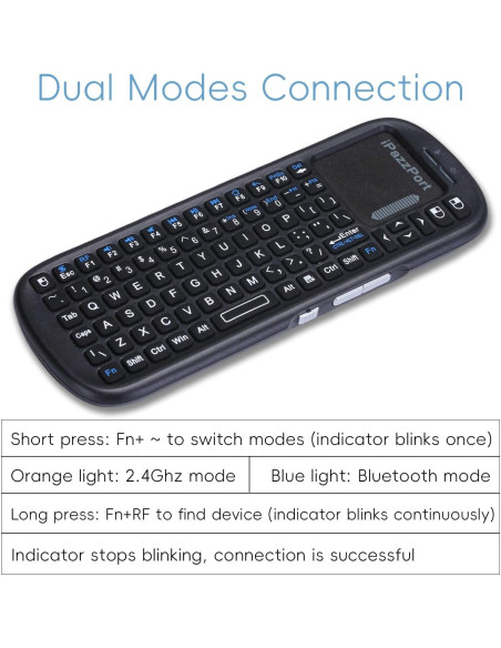 Teclado Mini Inalámbrico UNISEN con Touchpad 15x7cm