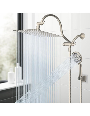 Cabezal de Ducha Hibbent 8'' Lluvia y Mano, 7 Configuraciones