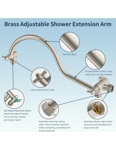 Cabezal de Ducha Hibbent 8'' Lluvia y Mano, 7 Configuraciones