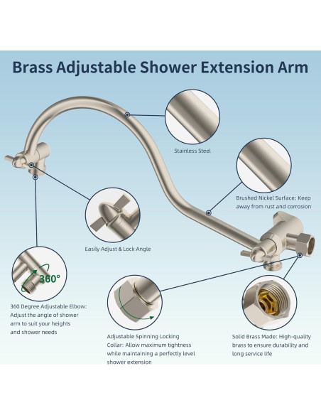 Cabezal de Ducha Hibbent 8'' Lluvia y Mano, 7 Configuraciones