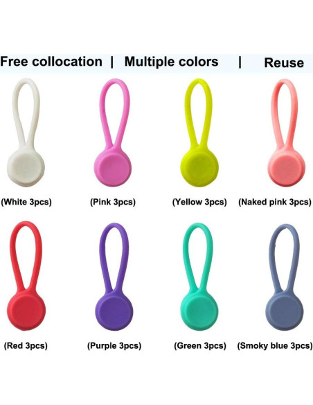 Correas Magnéticas Reutilizables Motiloo - 24 Piezas en 8 Colores Correas Magnéticas Reutilizables Motiloo - 24 Piezas en 8 Colores
