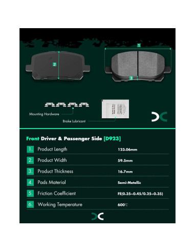 Pastillas de freno de cerámica SCITOO para Toyota y Pontiac