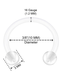 6 Piezas Retenedores de Piercing Bioflex 16g 10mm Claro 2