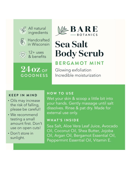 Exfoliante Corporal Bare Botanics Menta Bergamota 680g Natural