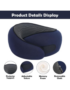 Almohada de Cuello Ergonómica MQZAYZ Azul para Viajes 2