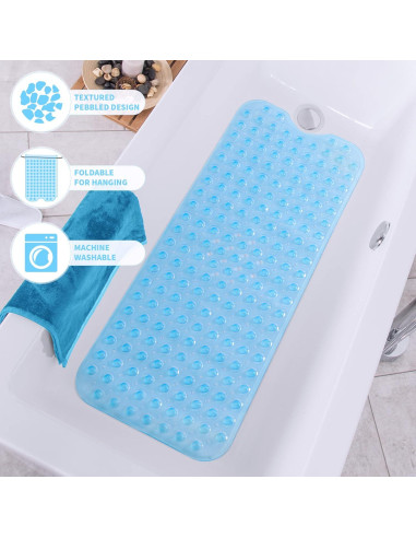 Alfombra de Ducha Antideslizante ROSMARUS 40.6x99.1cm Azul