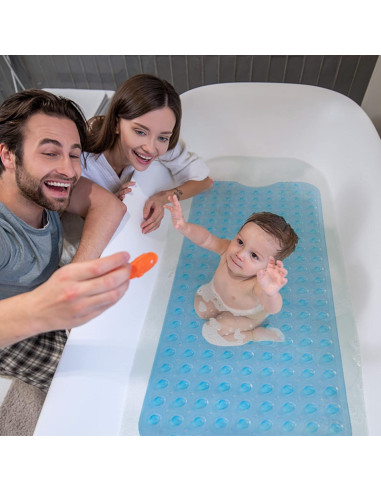 Alfombra de Ducha Antideslizante ROSMARUS 40.6x99.1cm Azul