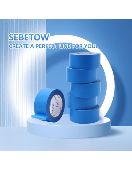 Cinta de Pintor Azul SEBETOW 5 Rollos 2 Pulgadas x 50.29m