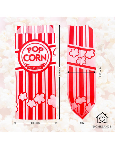 Bolsas de papel para palomitas Homelance 150 unidades 1 oz