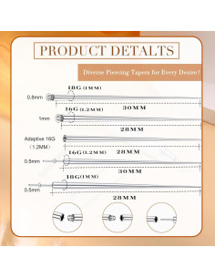 Kit de Herramientas de Agarre para Piercing GEMQUEEN 16G 18G 2