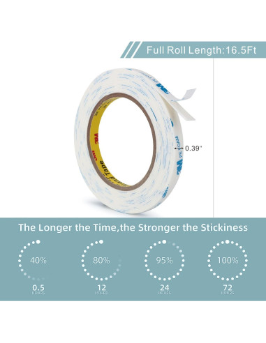 Cinta Doble Cara 3M 1600T 0.99cm x 5.03m Adhesivo Impermeable