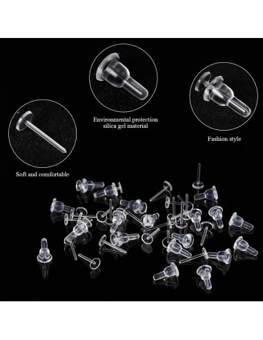 200 Piezas Sujetadores de Pendientes Transparentes Yaomiao