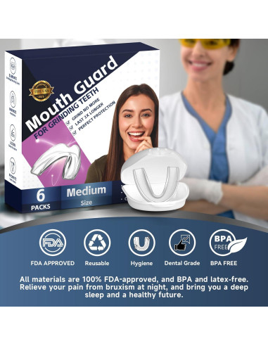 Paquete de 6 Protectores Bucales Mictaning para Bruxismo
