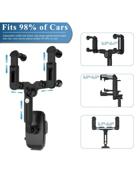 Soporte para Teléfono en Espejo Retrovisor JDHDL Ajustable Azul