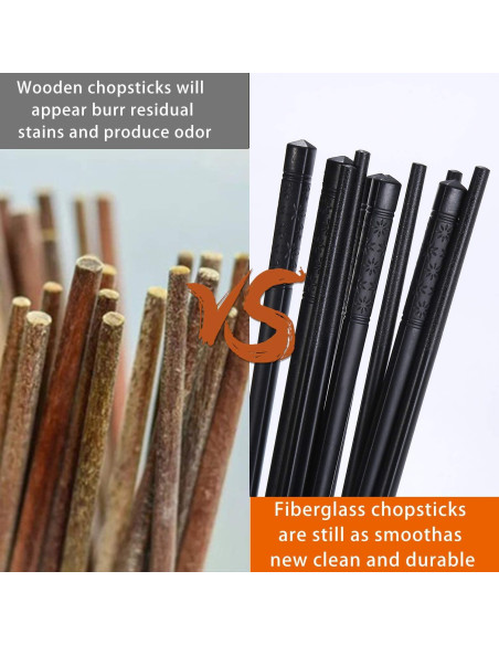 10 Pares de Palillos de Fibra de Vidrio Lusanville 24.1 cm Antideslizantes